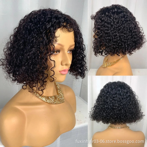 Bob Wigs Human Hair Lace Front Lace Frontal Pixie Jerry Curls Wig 360 Loose Curl Short Bob Wigs Brazilian Virgin For Black Women
